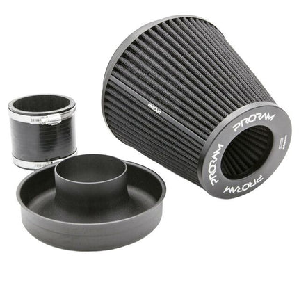 PR-CC-195-VS-76-BK-KIT - 76mm ID - PRORAM Large Cone Air Filter with Trumpet and Silicone Coupling - Car Enhancements UK