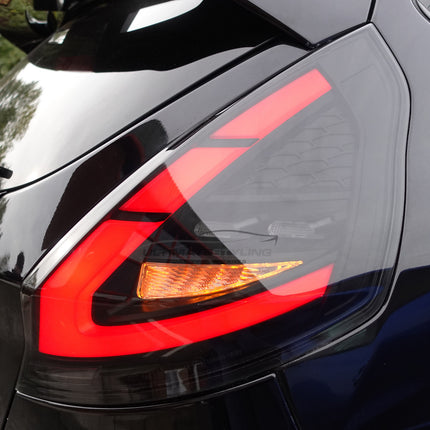 Ford Fiesta MK7 2008-2017 - Upgrade LED Light Bar Smoked Black Rear Tail Lights Dynamic Sequential Indicators + Animation Pair | Car Enhancements UK