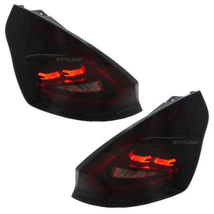 Ford Fiesta MK7 2008-2017 - Upgrade LED Light Bar Smoked Black Rear Tail Lights Dynamic Sequential Indicators + Animation Pair | Car Enhancements UK