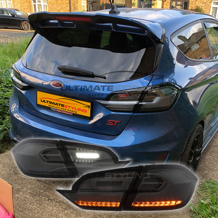 Ford Fiesta Mk8 2017-2024 - Upgrade LED Light Bar Smoked Lens Rear Tail Lights Pair | Car Enhancements UK