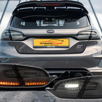 Ford Fiesta Mk8 2017-2024 - Upgrade LED Light Bar Smoked Lens Rear Tail Lights Pair | Car Enhancements UK