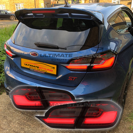 Ford Fiesta Mk8 2017-2024 - Upgrade LED Light Bar Smoked Lens Rear Tail Lights Pair | Car Enhancements UK