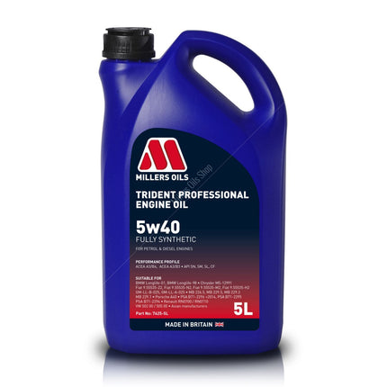Millers Oil Trident Professional 5w40 Engine Oil - Car Enhancements UK