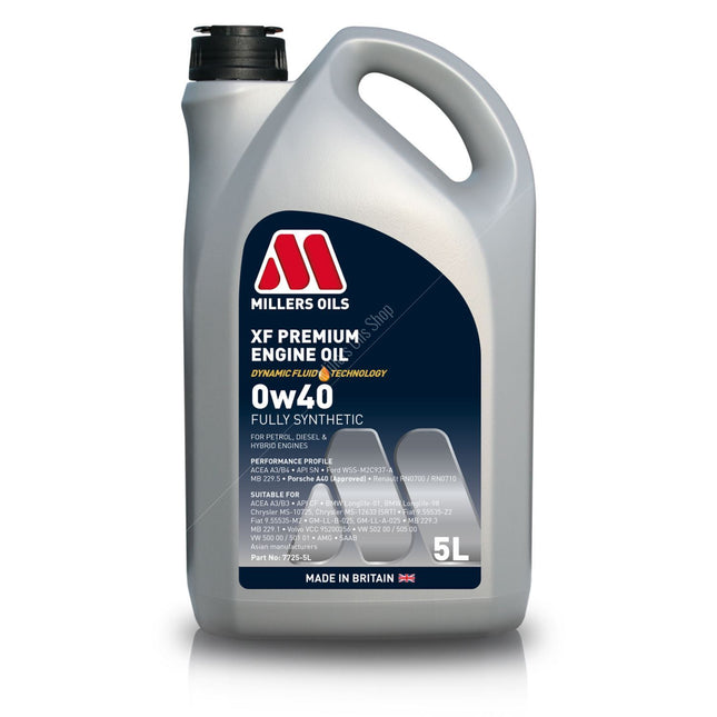 Millers Oil XF Premium 0w40 Engine Oil - Car Enhancements UK