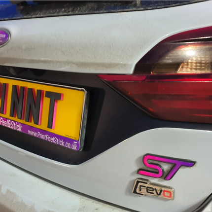 Fiesta Mk8 Extended Rear Licence Plate vinyl Decal - Car Enhancements UK