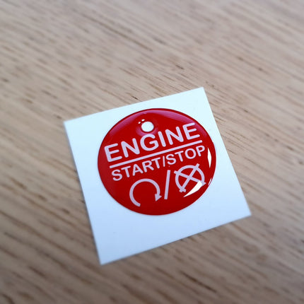 28mm Red "Engine Start Stop" Button Gel Badge - Car Enhancements UK