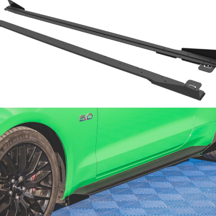 STREET PRO SIDE SKIRTS DIFFUSERS V.1 (+FLAPS) FORD MUSTANG GT MK6 FACELIFT (2017-) - Car Enhancements UK