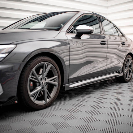 STREET PRO SIDE SKIRTS DIFFUSERS (+FLAPS) AUDI S3 / A3 S-LINE 8Y (2020-) - Car Enhancements UK