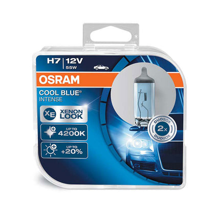Osram Cool Blue Intense H7 headlight bulbs with a Xenon look (2 bulbs) - Car Enhancements UK