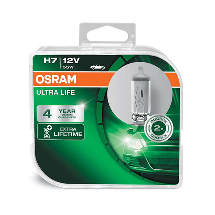 Osram Ultra Life H7 headlight bulb with 4 x longer lifetime (2 bulbs) - Car Enhancements UK