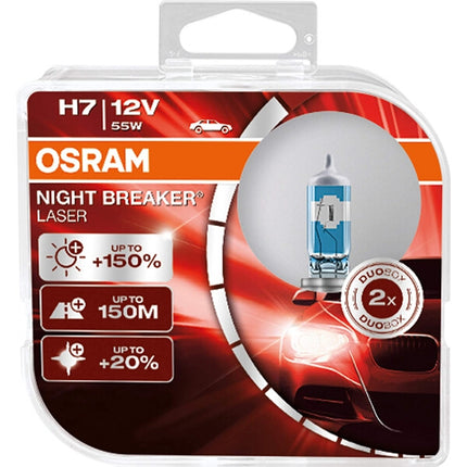 Osram NIGHT BREAKER LASER H7 headlight bulbs +150% more brightness (2 bulbs) - Car Enhancements UK