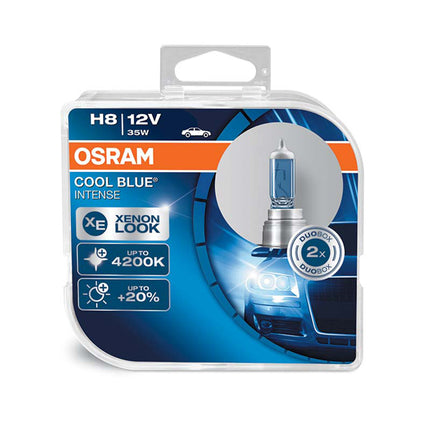 Osram Cool Blue Intense H8 headlight bulbs with a Xenon look (2 bulbs) - Car Enhancements UK