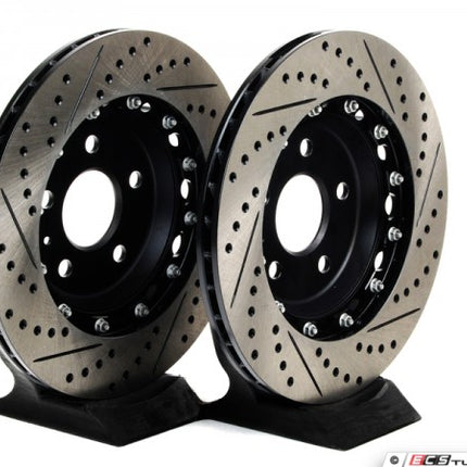 Rear Cross-Drilled & Slotted 2-Piece Semi-Floating Brake Rotors - Pair (310x22) - Car Enhancements UK