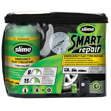 Slime Smart Tyre Repair Kit 12V Compressor And 473ml Solution - Car Enhancements UK