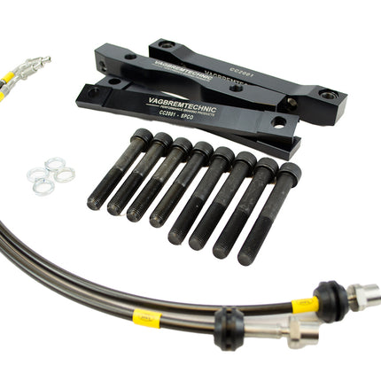 Front Caliper Carrier Kit - Allows Fitment of Aston Martin DB9 or REVERSED Audi TTRS (8J) Calipers to OE 325mm or CSL 345mm discs (AK0007) (BMW M3 E46) - Car Enhancements UK