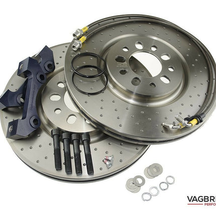 Front 1-Piece 330x28mm Disc & Caliper Carrier Kit - Allows Fitment of Porsche Boxster S Calipers (DI0011) (AUDI A1 8X 2014-Onwards) - Car Enhancements UK