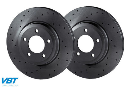 VBT Cross Drilled 249x9mm Rear Brake Discs With Bearings (5502154560D) (Citreon DS3) - Car Enhancements UK