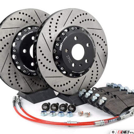 Front Big Brake Kit - Stage 5 - 2-Piece Cross-Drilled & Slotted Rotors (352x32) - Without Calipers - Car Enhancements UK