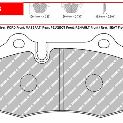 Ferodo DS3000 Front Brake Pad Set (FCP1348R) (Ford Focus MK1) - Car Enhancements UK