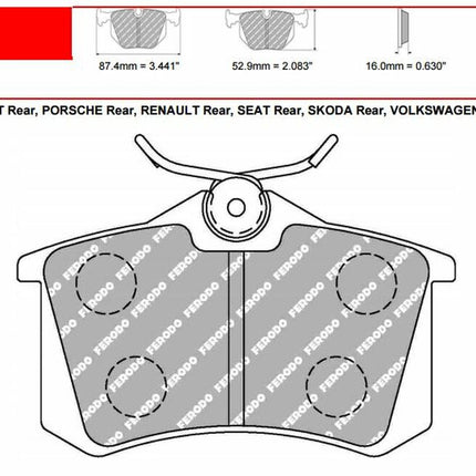 Ferodo DS2500 Rear Brake Pad Set (FCP1491H) (Renault Clio 3 RS 197/200) - Car Enhancements UK
