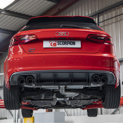 Audi  S3 2.0T 8V 3 Door & Sportback Resonated cat-back system with electronic valves and Carbon Fibre Ascari Tips - Car Enhancements UK