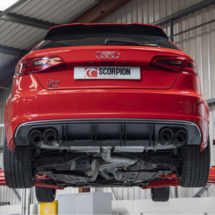 Audi  S3 2.0T 8V 3 Door & Sportback Non-res cat-back system with electronic valves and Carbon Fibre Ascari Tips - Car Enhancements UK