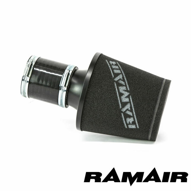 JS-105-BK-KIT - 70mm OD Neck - Black Large Aluminium Base Cone Filter With Silicone Coupler- Universal - Car Enhancements UK