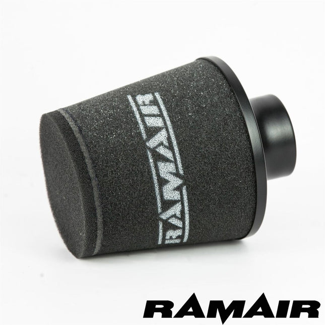 JS-150-63-BK - 63mm OD Neck - Small Black Aluminium Base Cone Filter - Universal - Car Enhancements UK