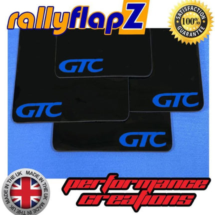 ASTRA J GTC (2012+) BLACK MUDFLAPS (GTC Logo Blue) - Car Enhancements UK