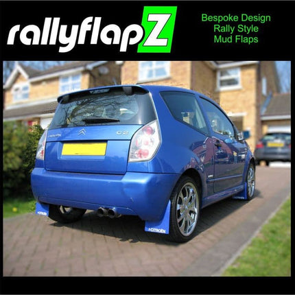 CITROEN C2 & C2 VXR (2003-2009) BLUE MUDFLAPS (Logo White) - Car Enhancements UK