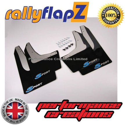 Civic Sport (2001-2007) BLACK MUDFLAPS (Sport Logo Blue & Silver) - Car Enhancements UK