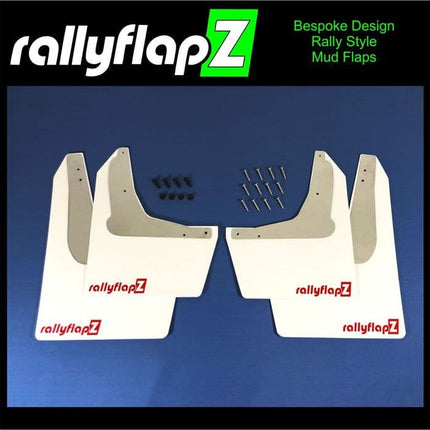 Civic Type R ep3 (2001-2007) WHITE MUDFLAPS (rallyflapZ Logo Red) - Car Enhancements UK
