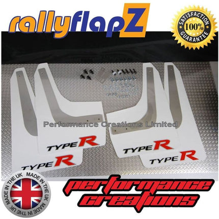 Civic Type R Fn2 (2007-2014) WHITE MUDFLAPS (Type R Logo Big) - Car Enhancements UK