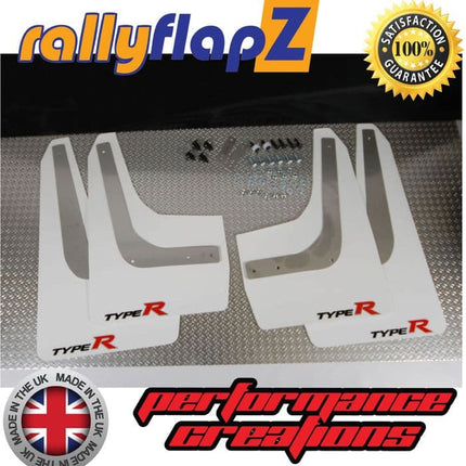 Civic Type R Fn2 (2007-2014) WHITE MUDFLAPS (Type R Logo sml) - Car Enhancements UK