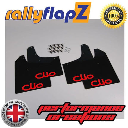CLIO MK2 (1998-2005) BLACK MUDFLAPS (Logo Red) - Car Enhancements UK