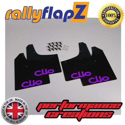 CLIO MK3 (2005-2012) BLACK MUDFLAPS (Logo Purple) - Car Enhancements UK