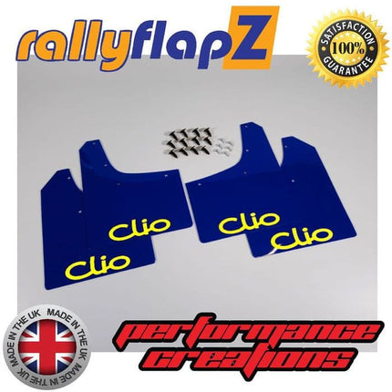 CLIO MK3 (2005-2012) BLUE MUDFLAPS (Logo Yellow) - Car Enhancements UK