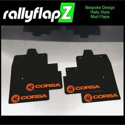 CORSA C (2000-2007) BLACK MUDFLAPS KIT (Logo Orange) - Car Enhancements UK