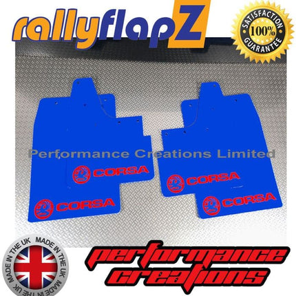 CORSA C (2000-2007) BLUE MUDFLAPS KIT (Logo Red) - Car Enhancements UK