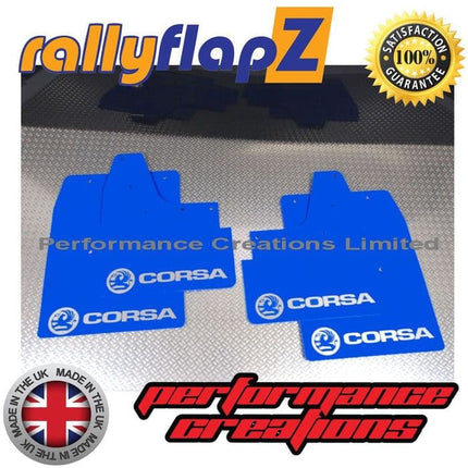 CORSA C (2000-2007) BLUE MUDFLAPS KIT (Logo Silver) - Car Enhancements UK