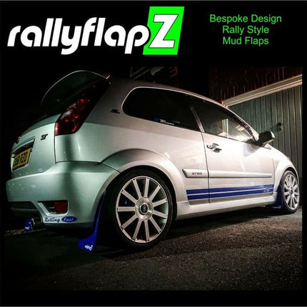 FIESTA ST150 (2002-2008) Inc Zetec S BLUE MUDFLAPS (rallyflapZ Logo White) - Car Enhancements UK