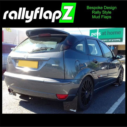FOCUS RS Mk1 (1998-2004) BLACK MUDFLAPS (rallyflapZ Logo White) - Car Enhancements UK