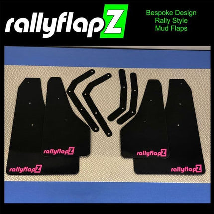 i30N HATCHBACK (2017+) BLACK MUDFLAPS (rallyflapZ Logo Hot Pink) - Car Enhancements UK
