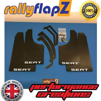 IBIZA MK5 (2008+) BLACK MUDFLAPS (Seat Logo White) - Car Enhancements UK