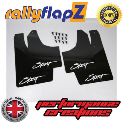 IGNIS SPORT (2003-2005) BLACK MUDFLAPS (Sport Logo White) - Car Enhancements UK