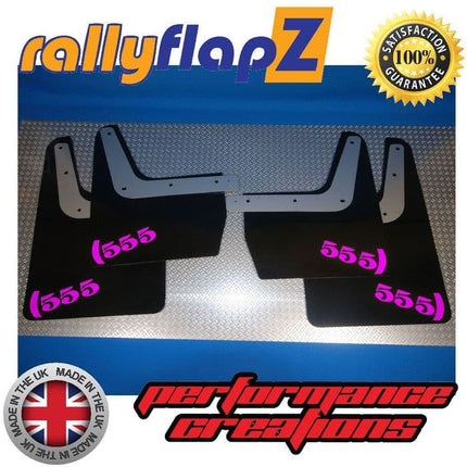 IMPREZA CLASSIC GC8 (93-01) BLACK MUDFLAPS '555' STYLE LOGO PINK - Car Enhancements UK