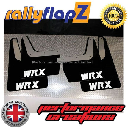 IMPREZA CLASSIC GC8 (93-01) BLACK MUDFLAPS 'WRX' STYLE LOGO WHITE - Car Enhancements UK