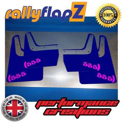 IMPREZA CLASSIC GC8 (93-01) BLUE MUDFLAPS '555' STYLE LOGO PINK - Car Enhancements UK