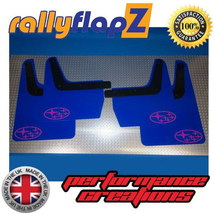 IMPREZA CLASSIC GC8 (93-01) BLUE MUDFLAPS 'STARS' STYLE LOGO PINK +BB - Car Enhancements UK