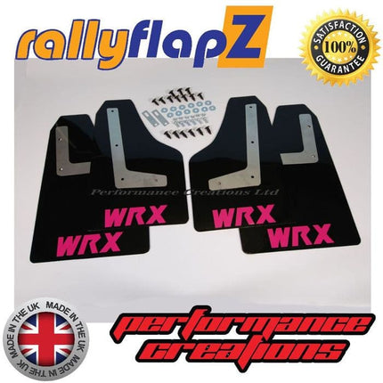 IMPREZA HATCH / SALOON (2008-2014) BLACK MUDFLAPS 'WRX' STYLE LOGO PINK - Car Enhancements UK